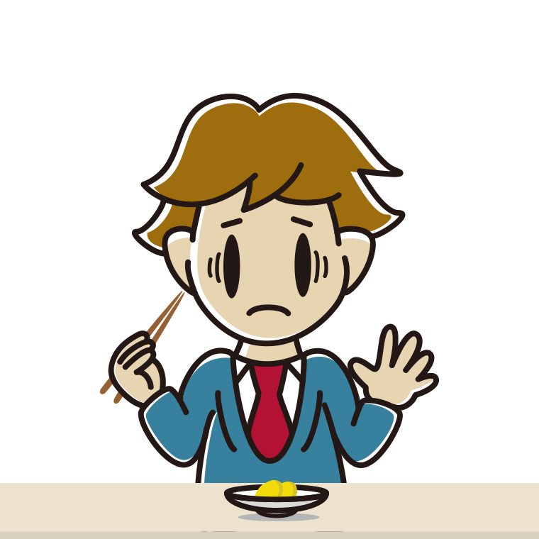 たくあんで困る男子高校生のイラスト【色あり、背景なし】透過PNG