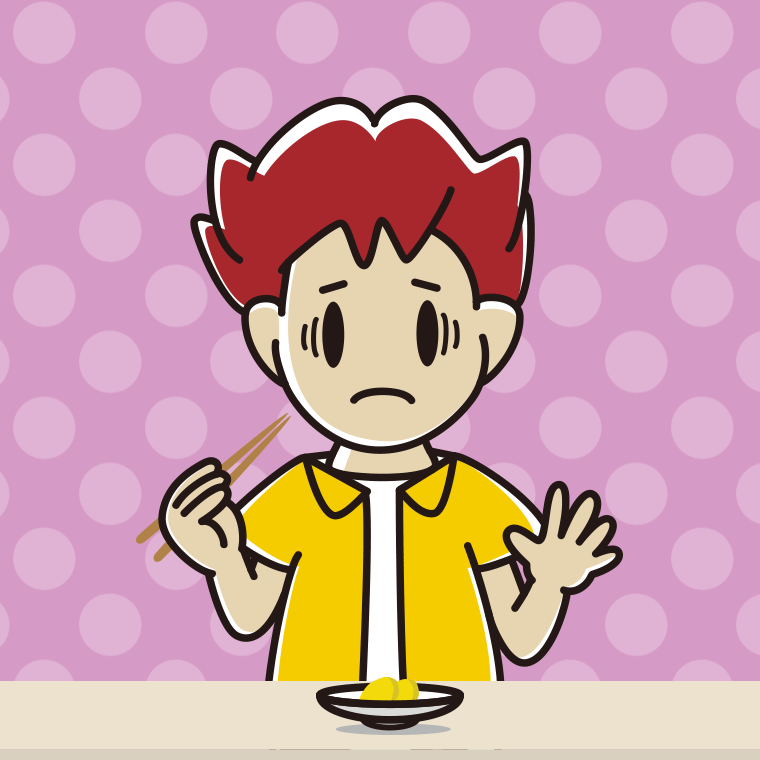 たくあんで困る男子大学生のイラスト【色、背景あり】PNG