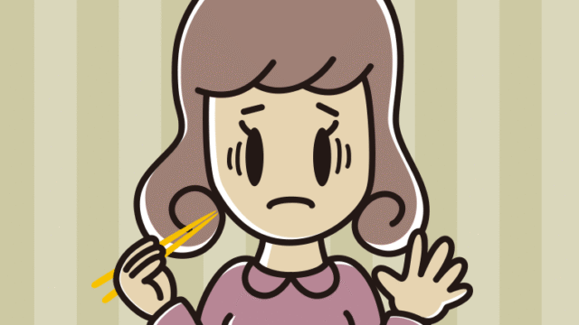 たくあんで困る女子大学生のイラスト【色、背景あり】PNG