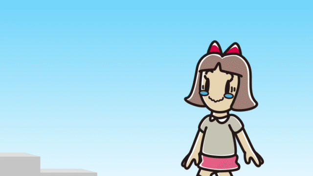 ジーンとしながら階段を上る小学生女子のイラスト【色、背景あり】PNG