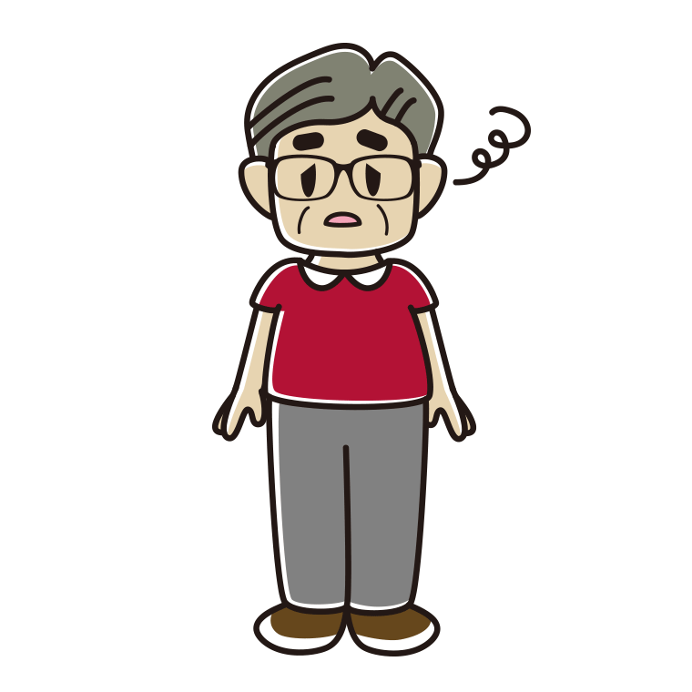 ぼーっとする眼鏡のおじさんのイラスト【色あり、背景なし】透過PNG