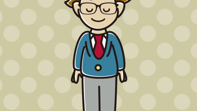 目を閉じる眼鏡の男子高校生のイラスト【色、背景あり】PNG