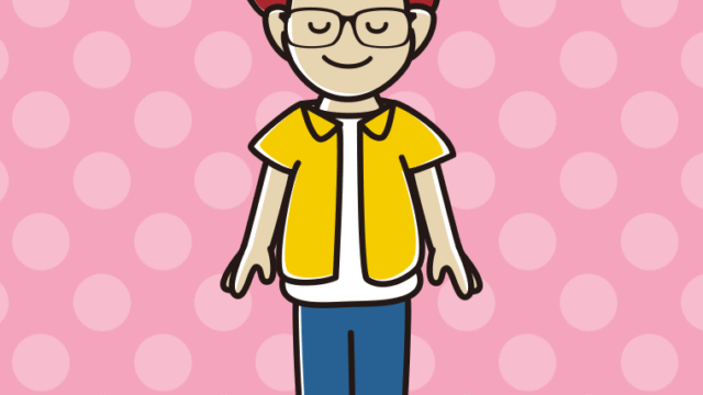 【フリー素材】目を閉じる眼鏡の男子大学生のイラスト