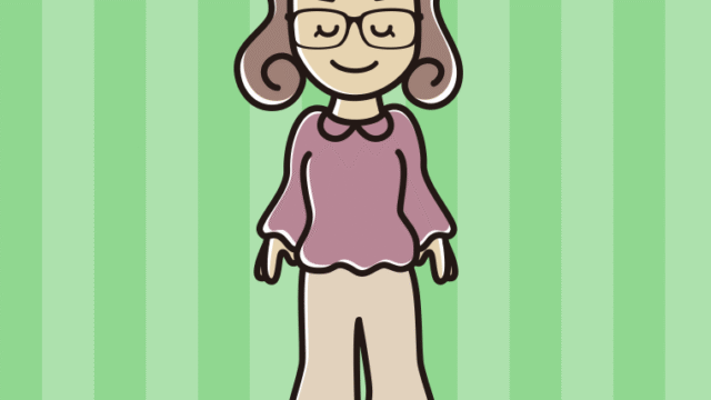 目を閉じる眼鏡の女子大学生のイラスト【色、背景あり】PNG