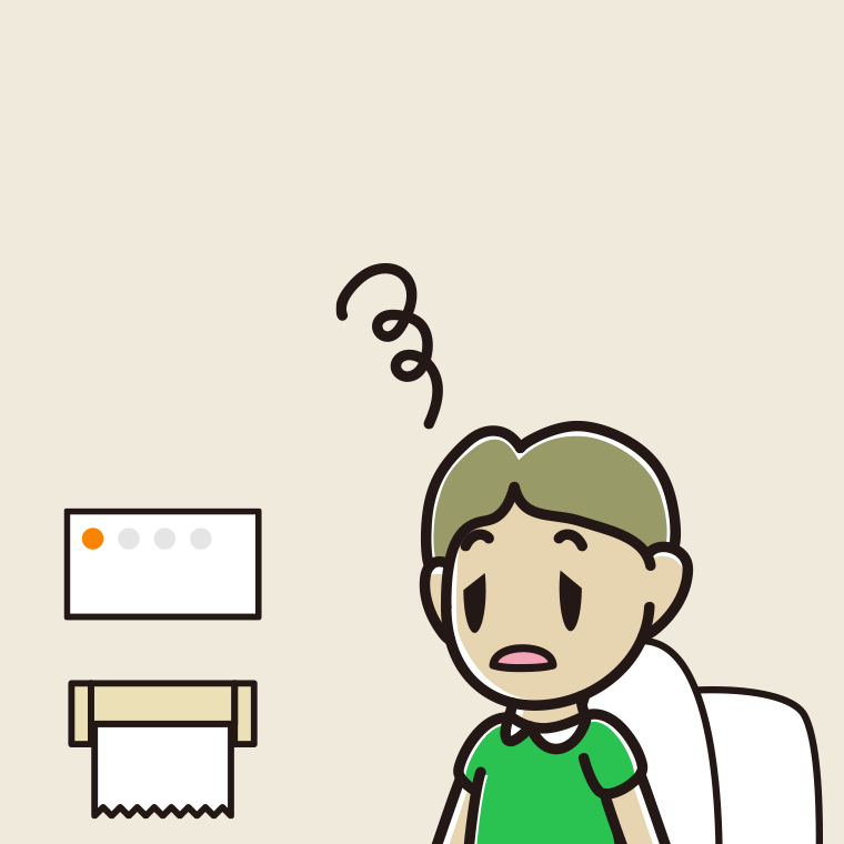 トイレでぼーっとする小学生男子のイラスト【色、背景あり】PNG