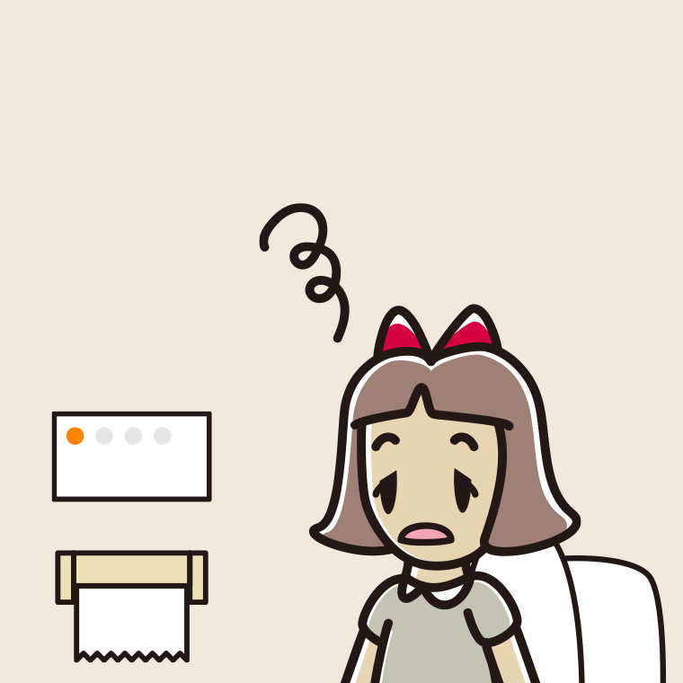 トイレでぼーっとする小学生女子のイラスト【色、背景あり】PNG