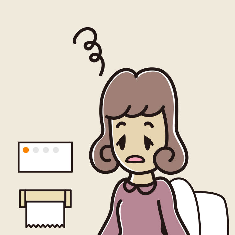 トイレでぼーっとする女子大学生のイラスト【色、背景あり】PNG