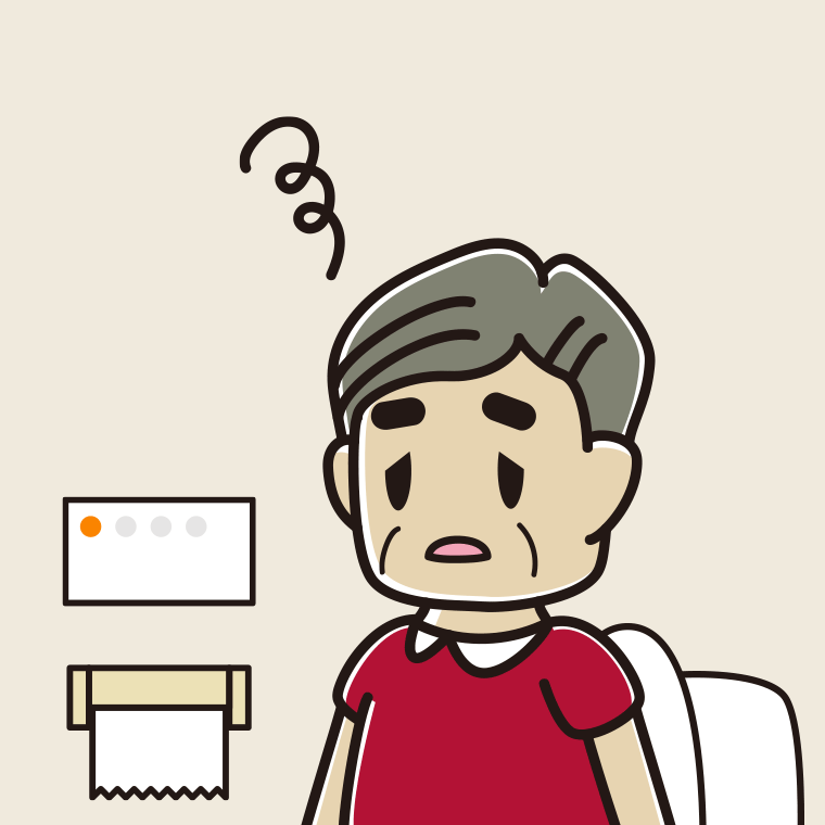 トイレでぼーっとするおじさんのイラスト【色、背景あり】PNG