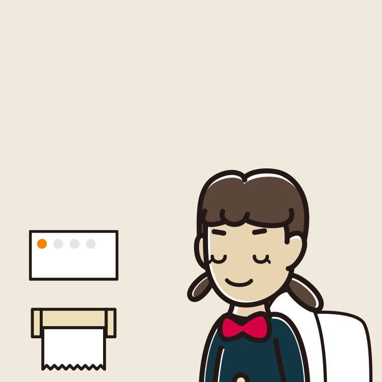 トイレで目を閉じる女子中学生のイラスト【色、背景あり】PNG