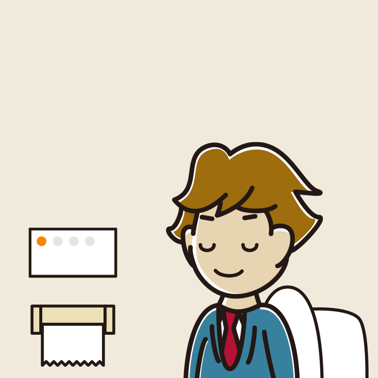 トイレで目を閉じる男子高校生のイラスト【色、背景あり】PNG