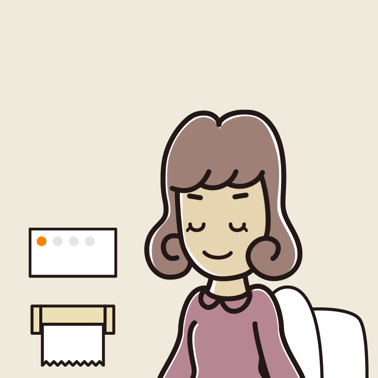 トイレで目を閉じる女子大学生のイラスト【色、背景あり】PNG