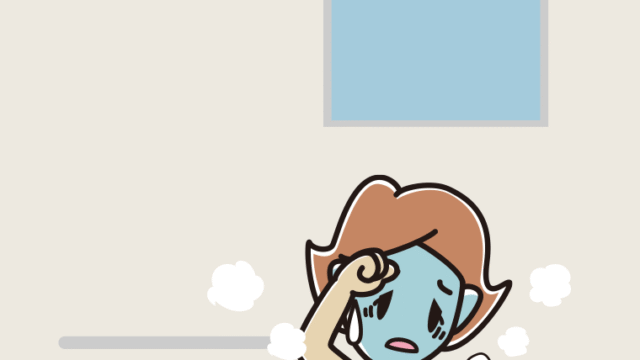 お風呂で具合が悪い女性のイラスト【色、背景あり】PNG