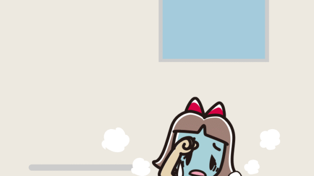 お風呂で具合が悪い小学生女子のイラスト【色、背景あり】PNG