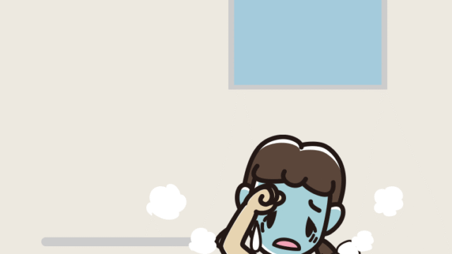 お風呂で具合が悪い女子中学生のイラスト【色、背景あり】PNG