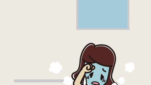 お風呂で具合が悪い女子高校生のイラスト【色、背景あり】PNG