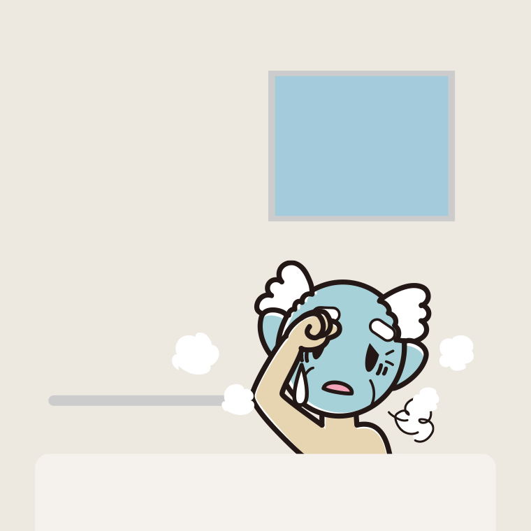 お風呂で具合が悪いおじいさんのイラスト【色、背景あり】PNG