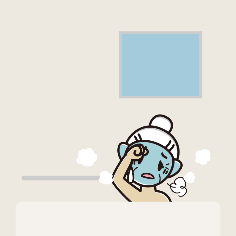 【フリー素材】お風呂で具合が悪いおばあさんのイラスト