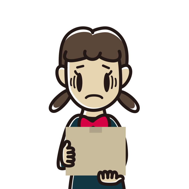 段ボール箱を持って困る女子中学生のイラスト【色あり、背景なし】透過PNG