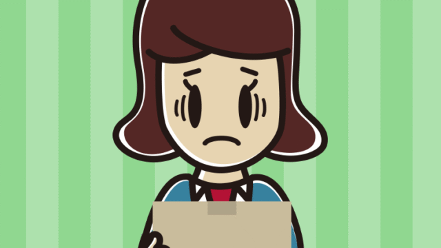 段ボール箱を持って困る女子高校生のイラスト【色、背景あり】PNG