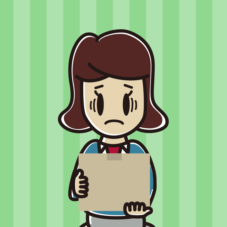 段ボール箱を持って困る女子高校生のイラスト【色、背景あり】PNG