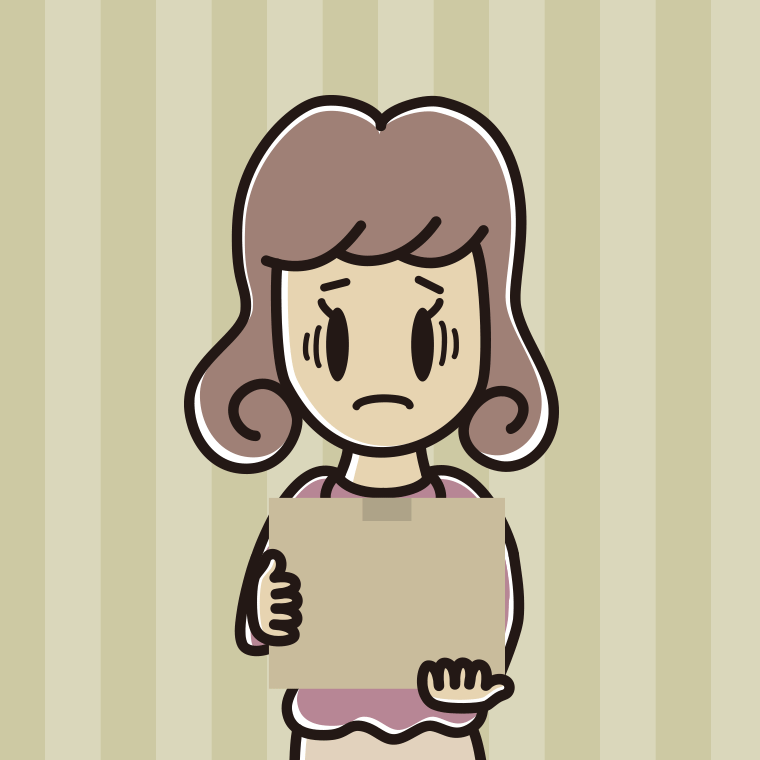 段ボール箱を持って困る女子大学生のイラスト【色、背景あり】PNG