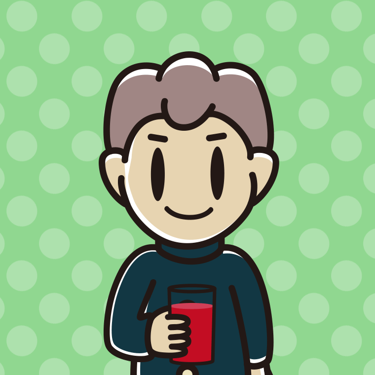 トマトジュースを飲む男子中学生のイラスト【色、背景あり】PNG