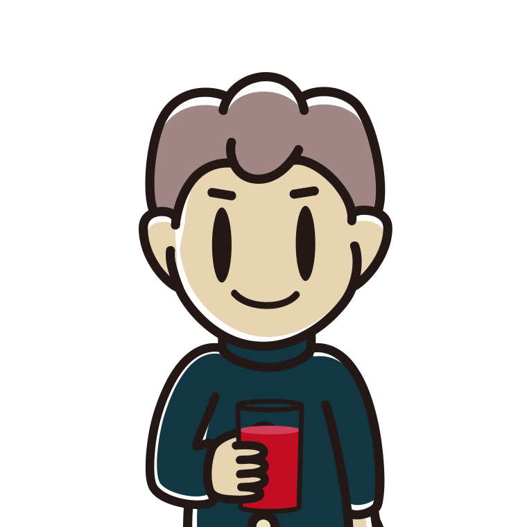 トマトジュースを飲む男子中学生のイラスト【色あり、背景なし】透過PNG