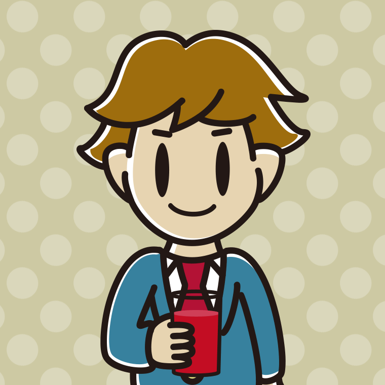 トマトジュースを飲む男子高校生のイラスト【色、背景あり】PNG