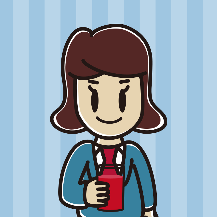 トマトジュースを飲む女子高校生のイラスト【色、背景あり】PNG