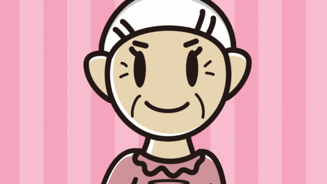 トマトジュースを飲むおばあさんのイラスト【色、背景あり】PNG