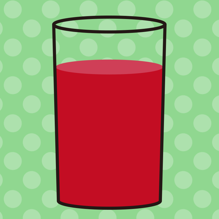 コップに入ったトマトジュースのイラスト【色、背景あり】PNG