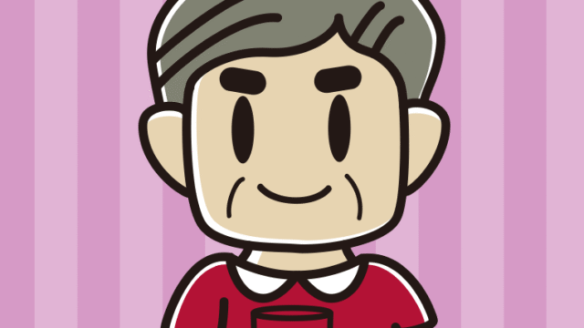 オレンジ（野菜）ジュースを飲むおじさんのイラスト【色、背景あり】PNG