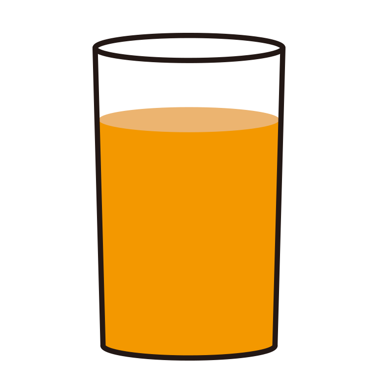 コップに入ったオレンジ（野菜）ジュースのイラスト【色あり、背景なし】透過PNG