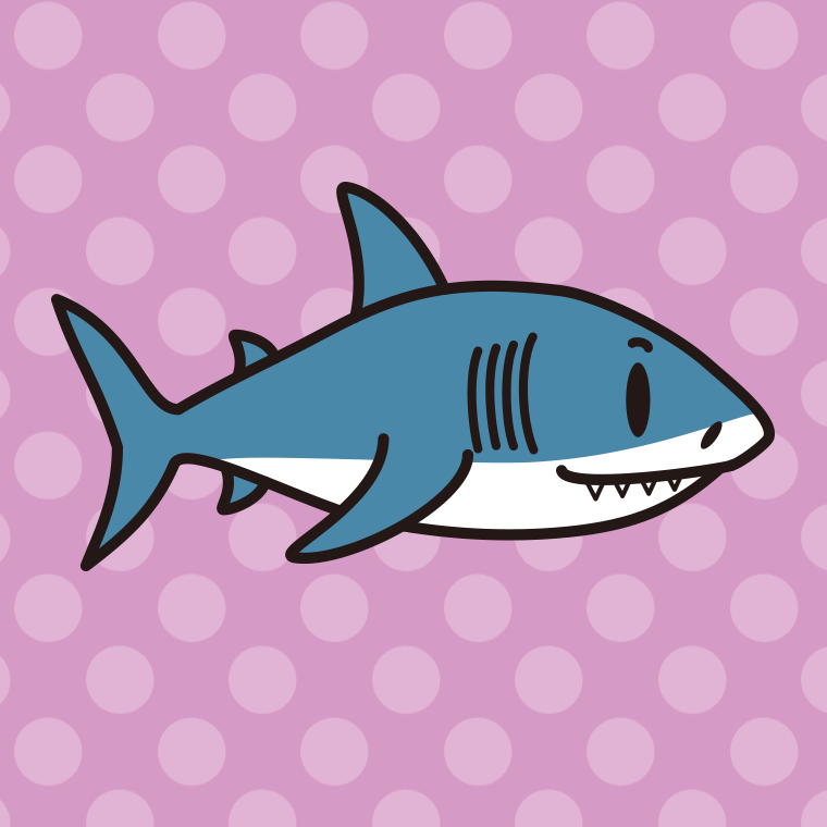 かわいいサメちゃんのイラスト【色、背景あり】PNG