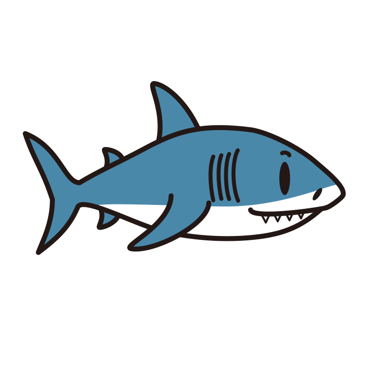 かわいいサメちゃんのイラスト【色あり、背景なし】透過PNG