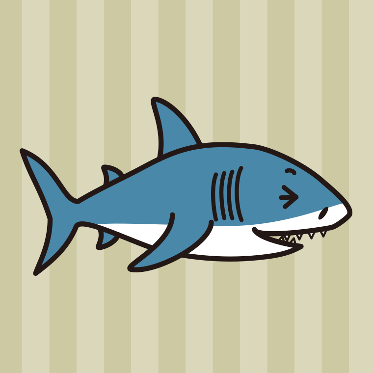 笑うサメちゃんのイラスト【色、背景あり】PNG