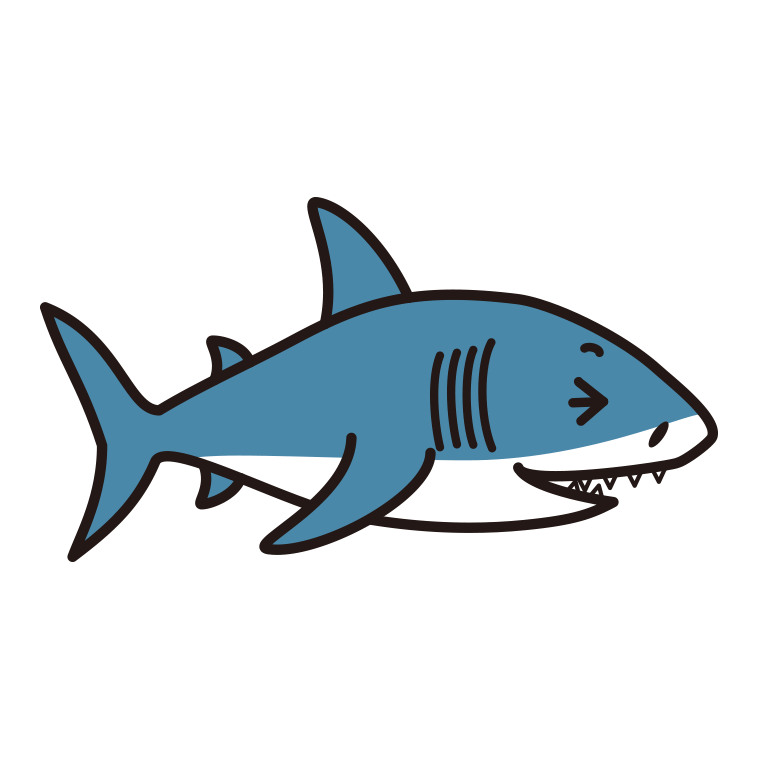 笑うサメちゃんのイラスト【色あり、背景なし】透過PNG