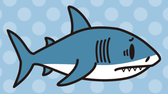 困るサメちゃんのイラスト【色、背景あり】PNG