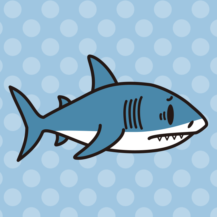 困るサメちゃんのイラスト【色、背景あり】PNG
