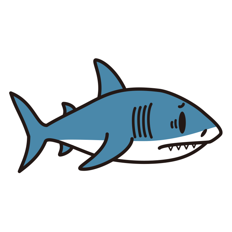 困るサメちゃんのイラスト【色あり、背景なし】透過PNG