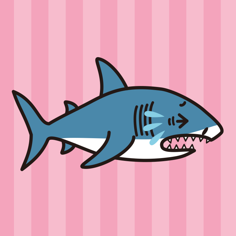 泣くサメちゃんのイラスト【色、背景あり】PNG