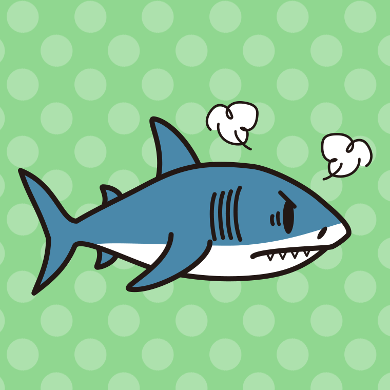 怒るサメちゃんのイラスト【色、背景あり】PNG