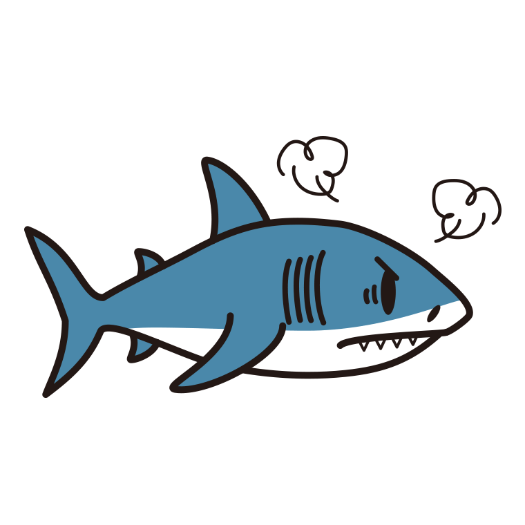 怒るサメちゃんのイラスト【色あり、背景なし】透過PNG