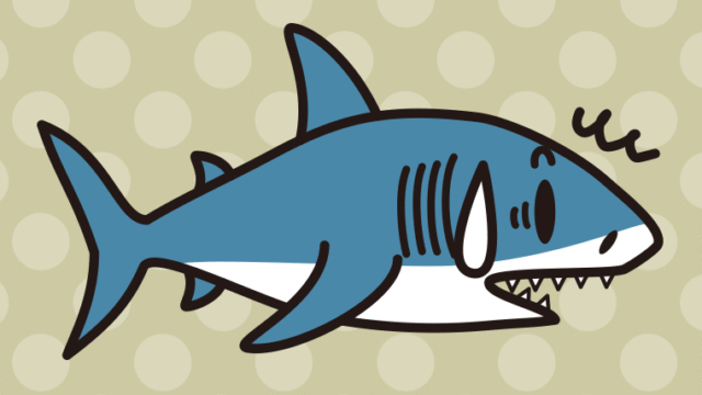 驚くサメちゃんのイラスト【色、背景あり】PNG