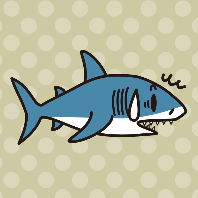 驚くサメちゃんのイラスト【色、背景あり】PNG