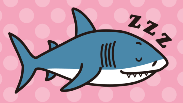 眠るサメちゃんのイラスト【色、背景あり】PNG