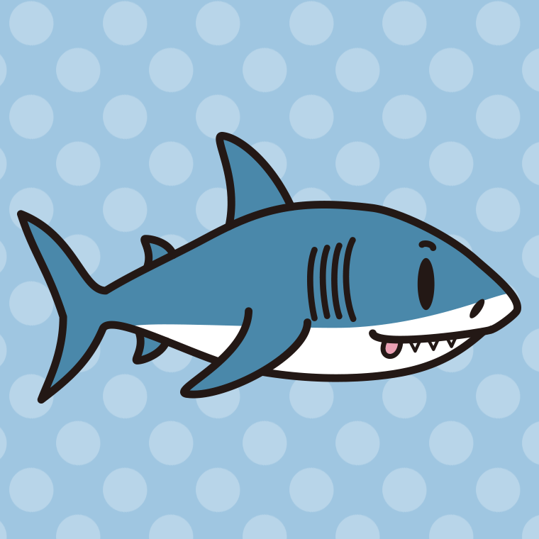 テヘペロなサメちゃんのイラスト【色、背景あり】PNG