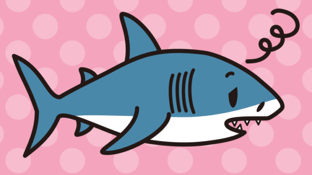 ぼーっとするサメちゃんのイラスト【色、背景あり】PNG