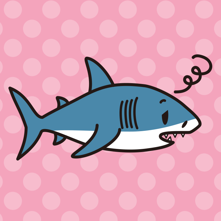 ぼーっとするサメちゃんのイラスト【色、背景あり】PNG