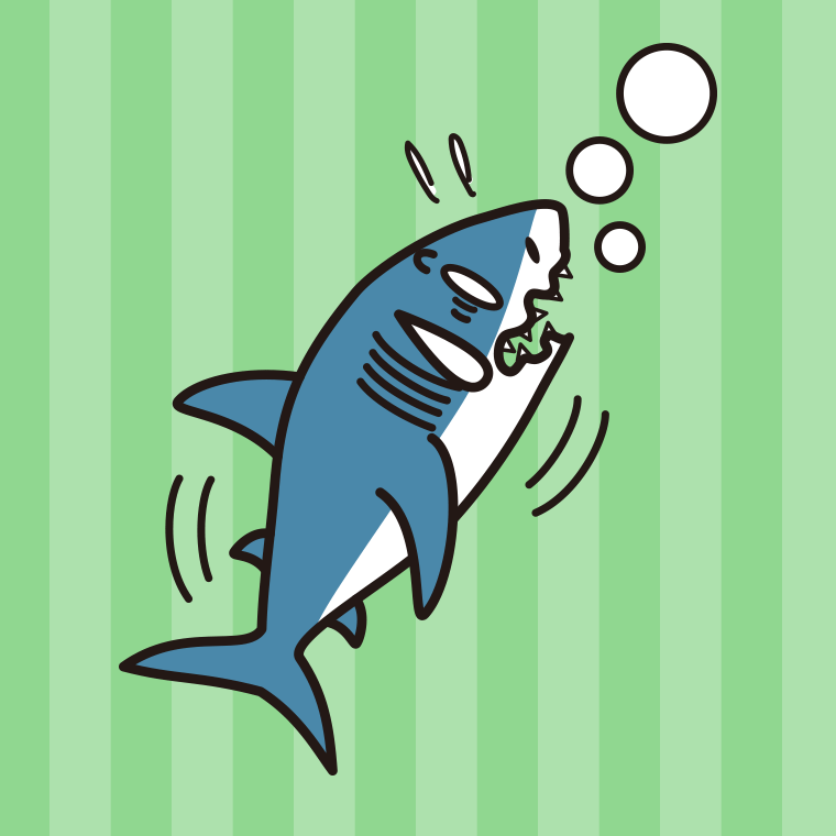 溺れるサメちゃんのイラスト【色、背景あり】PNG